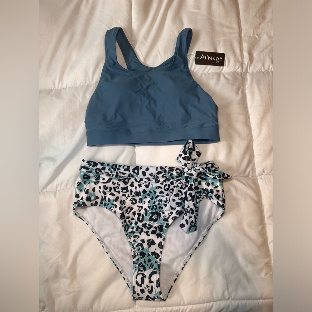 2 piece bathing suit bikini high waisted